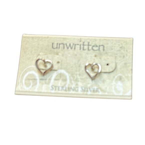 Sterling Silver Open Heart Stud Earrings By Unwritten - Picture 4 of 8